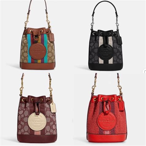 Coach Mini Dempsey Bucket Bag In Signature Jacquard With Stripe And