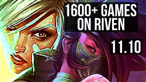 Riven Vs Akali Top 8 Solo Kills 1600 Games 2 0m Mastery 17 3 5