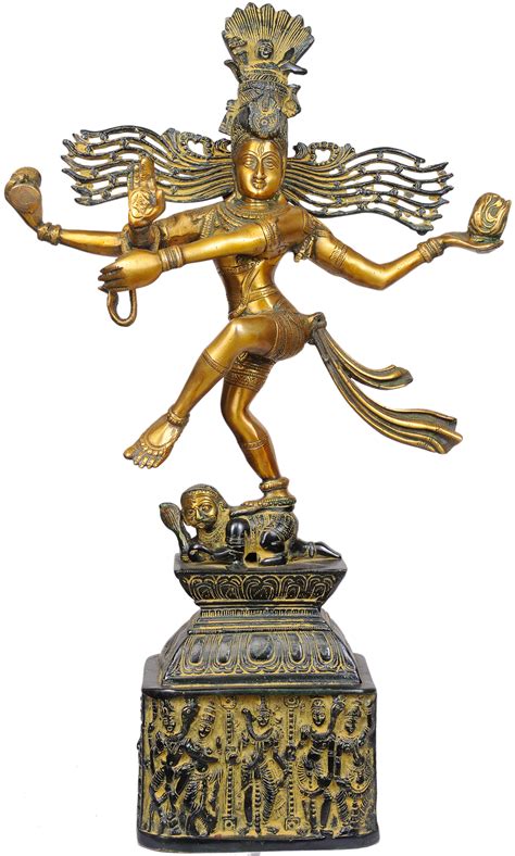 Rudra Tandava Pedestal Decorated With Dancing Shiva And Parvati