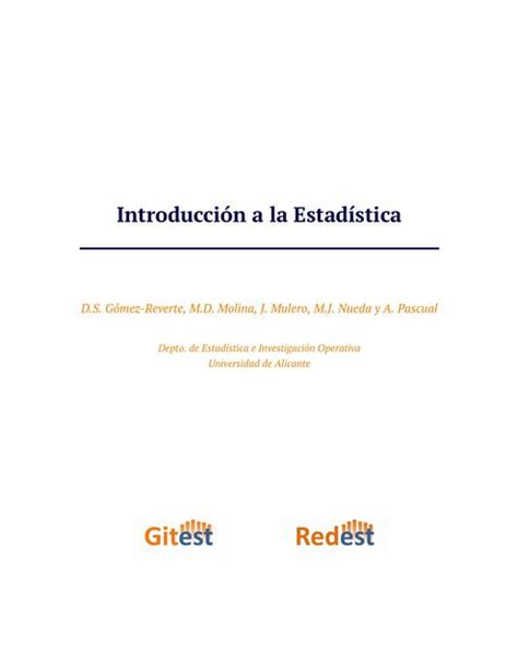 Introducci N A La Estad Stica Autor Ds G Mez Reverte Md Molina J