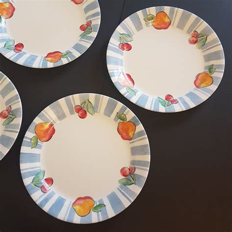 Corelle 9 Apple Peach Cherry Dinner Plates Set Of 4 Corelle Fruit