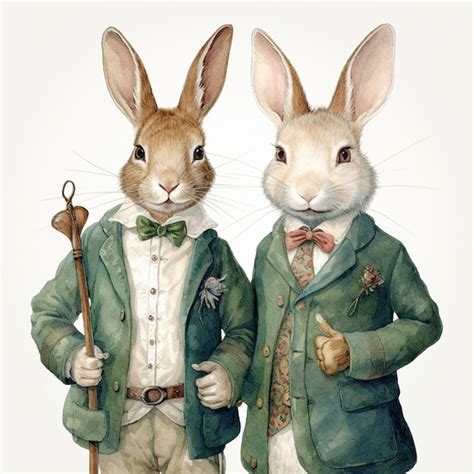 Premium Ai Image There Are Two Rabbits Dressed In Suits And Bow Ties