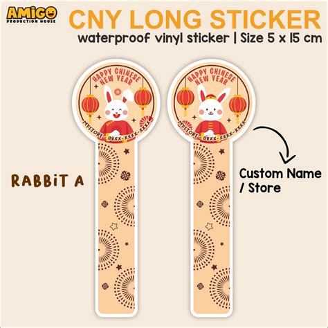 Jual Sticker Bulat Panjang Cny Chinese New Year Imlek Chinese Happy New