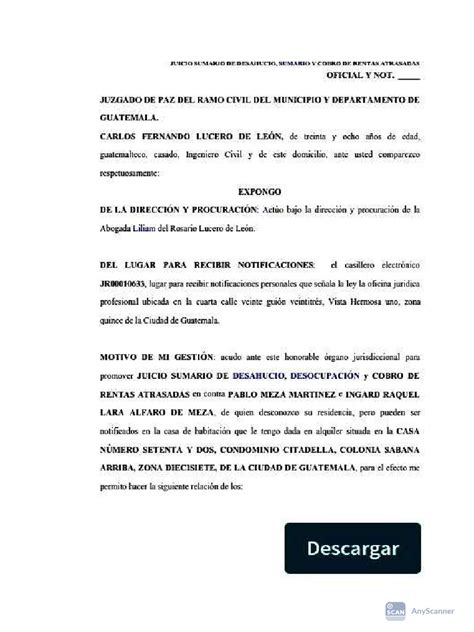 Juicio Sumario De Desahucio O Desalojo Pdf