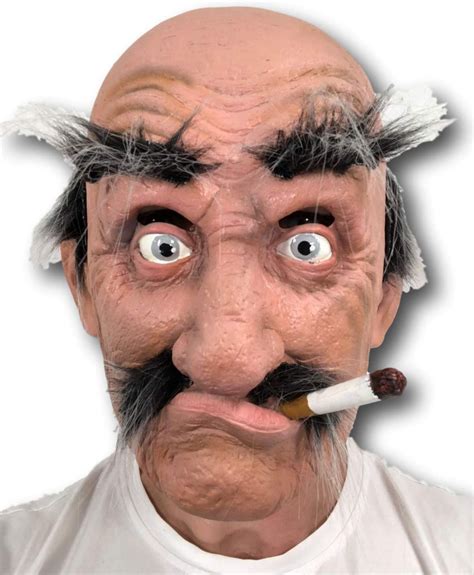 Rubber Johnnies Old Man Mask Bald Head Moustache Latex Smokey Joe