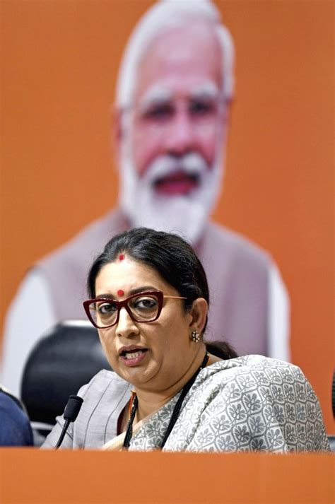 Union Minister And Senior BJP Leader Smriti Irani Addresses During The