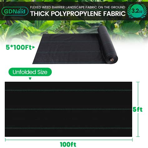 Gdnaid 5ftx100ft Weed Barrier Landscape Fabric Heavy Duty Premium 32oz Weed Barrier Fabric