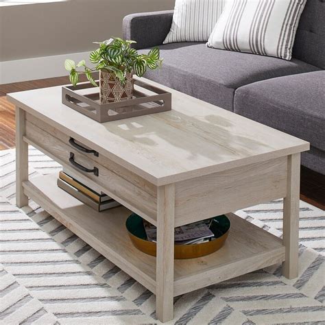 Global Pronex Modern Farmhouse Rectangle Lift Top Coffee Table Rustic White Shopstyle