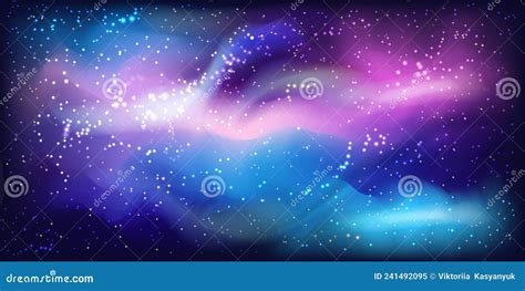 Realistic Starry Sky Glowspace Background Bright Purple Cosmos Magic