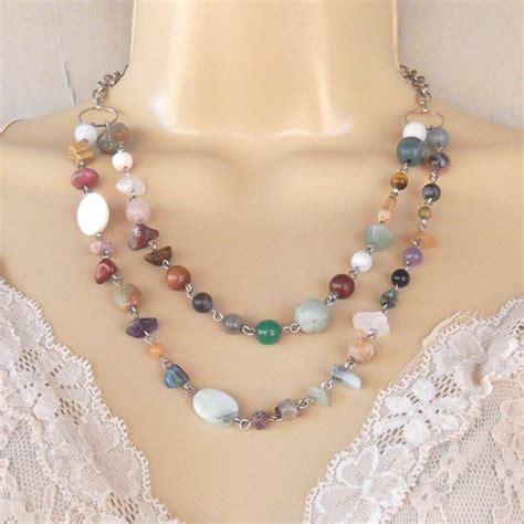 Multi Strand Necklace Layered Gemstone Necklace Colorful Etsy