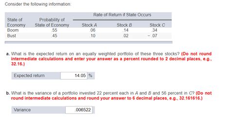 Solved Consider The Following Information Rate Of Return If Chegg