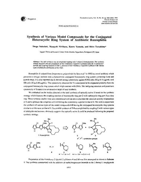 Pdf Synthesis Of Various Model Compounds For The Conjugated