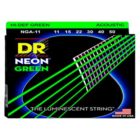 DRS NGA 11 DR STRINGS CUERDAS HI DEF NEON GREEN COATED ACOUSTIC