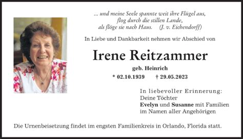 Traueranzeigen Von Irene Reitzammer Allg Uer Zeitung