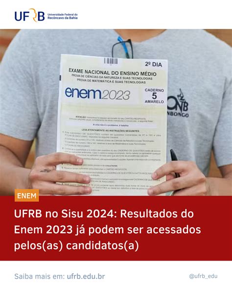 UFRB no Sisu 2024 Resultados do Enem 2023 já podem ser acessados pelos