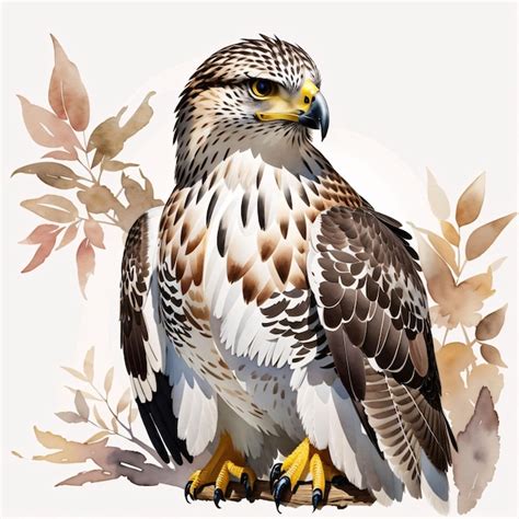 Premium AI Image Realistic Watercolor Of A Hawk Bird Sketch Painting