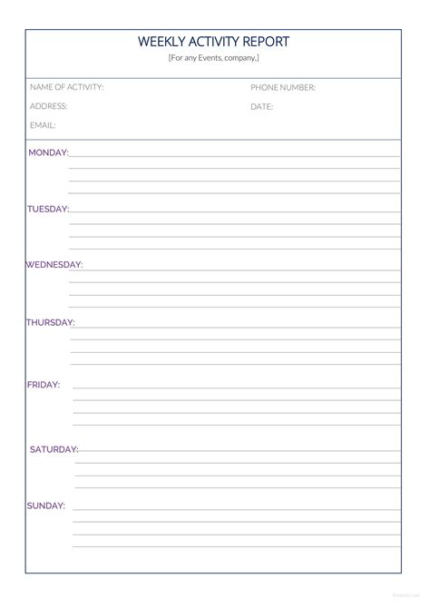 Free Activity Report Template Word Printable Templates | Hot Sex Picture