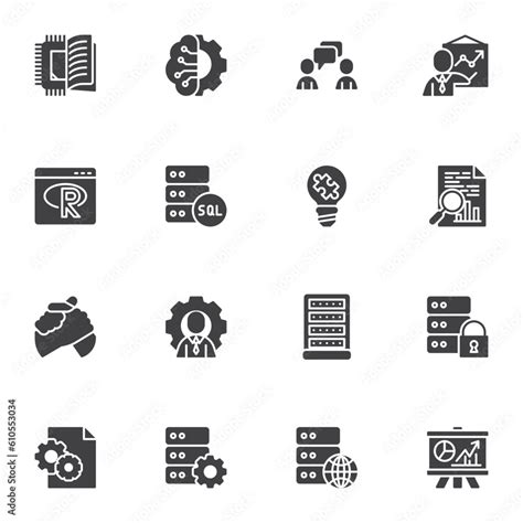 Data analysis vector icons set Stock Vector | Adobe Stock