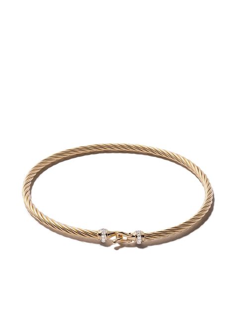 David Yurman 18kt Yellow Gold Buckle Diamond Bracelet Farfetch