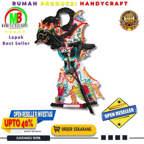 Jual WAYANG KULIT MINI 30 CM TOKOH GATOT KACA HITAM KULIT SAPI ASLI