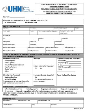 Fillable Online Lymphoma Referral Form Fax Email Print Pdffiller