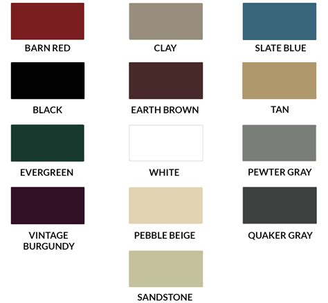 Metal Building Color Chart | Kemele