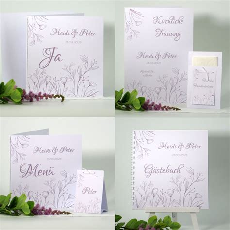 Wedding Stationery With Flowers And Leaves On Display