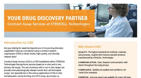 Contract Assay Services For Stem And Progenitor Cells