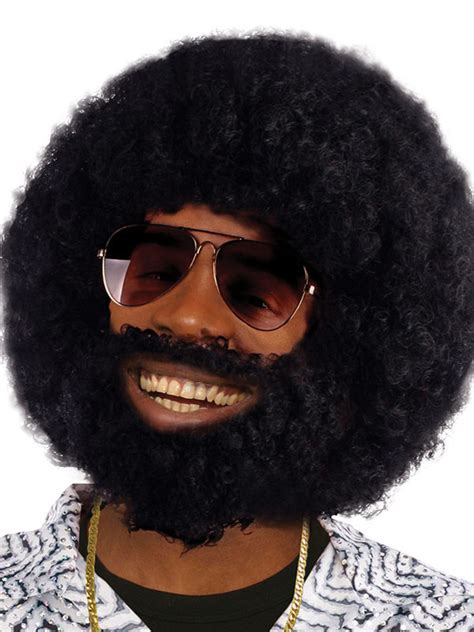 Lionel Richie Black Afro With Facial Hair Beard And Tash 70s Disco Fancy