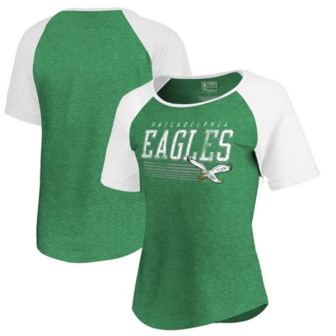 Fanatics Branded Philadelphia Eagles Women S Kelly Green Fast Pass Raglan Sleeve Tri Blend T Shirt