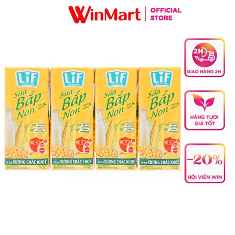 [siêu Thị Winmart] Sữa Bắp Non Lif Lốc 4 Hộp X 180ml Lazada Vn