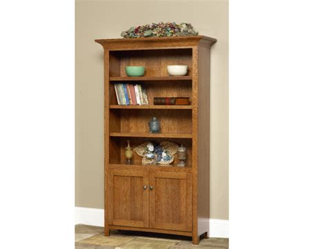 Mission Bookcase with Bottom Door Option - Amish Furniture of Austin