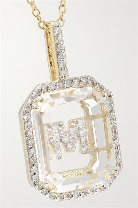 Mateo Initial Karat Gold Quartz And Diamond Necklace Gold Initial