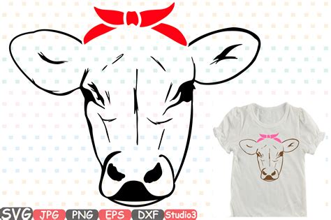 Cow Head Whit Bandana Silhouette Svg Cu Design Bundles