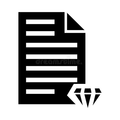 Icono De Los Glyphs Del Documento Del Diamante Stock de ilustración