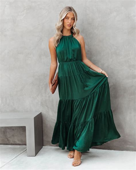 Emerald Green Halter Maxi Dress Groovy Mimi