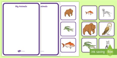 Big And Small Sorting Activity Animals Early Years