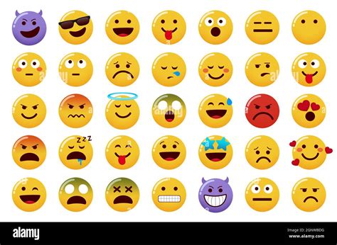 Emoticon Smileys Vektorset Emoticons Charakter Isoliert Auf Wei Em