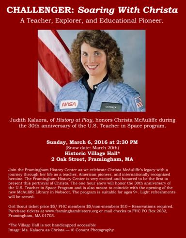 Christa McAuliffe S Life And Legacy Focus Of Framingham History Center