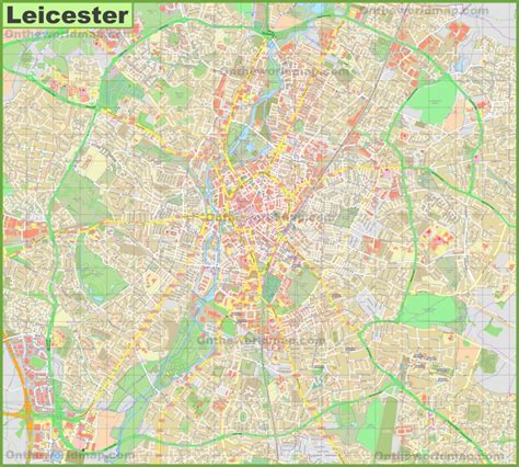 Detailed map of Leicester