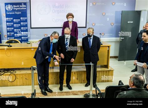 Nicosia Cyprus 27th Jan 2023 Michalis Hadjipantela Cuts The Ribbon