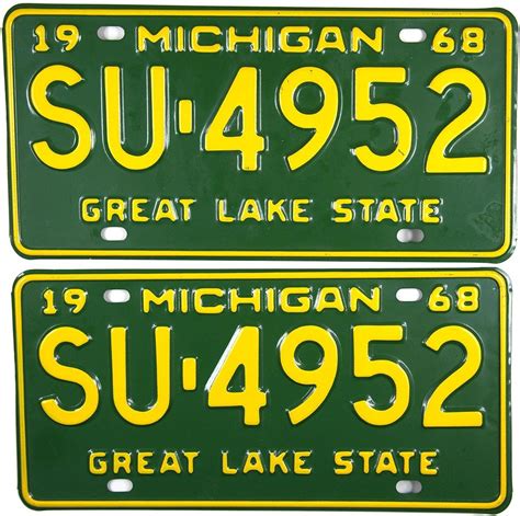 1968 Michigan License Plates License Plate Car License Plates