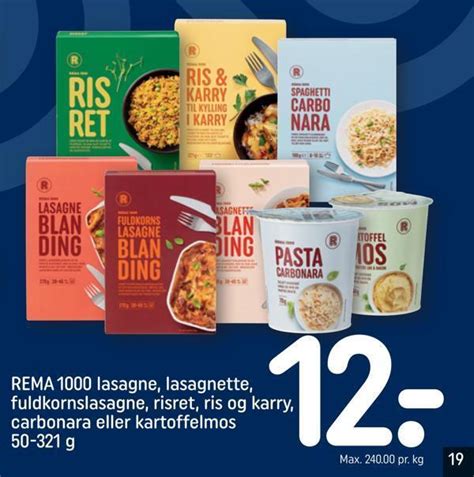 Rema 1000 Lasagne Lasagnette Fuldkornslasagne Risret Ris Og Karry