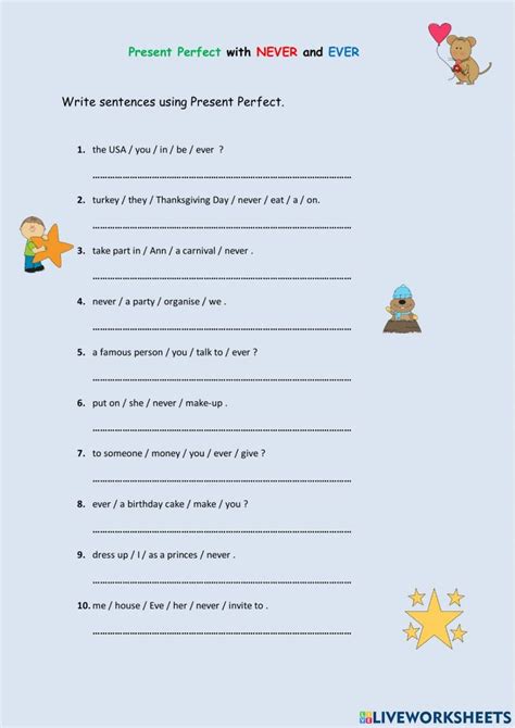 Present Perfect With Never And Ever Worksheet