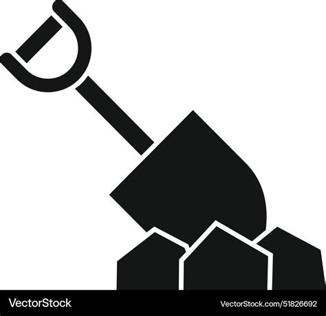 Shovel Digging Into Pile Of Rocks Construction Vector Image