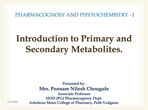 Plant Metabolites And Introduction To Primary Metabolites And Secondary