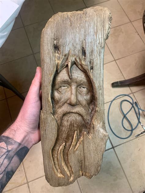 Driftwood Carving Carving Of A Face Wood Wall Art Hand Carved Wood