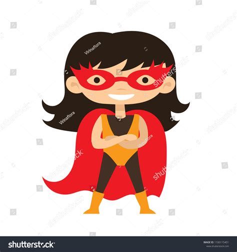 Cartoon Vector Illustration Superhero Kid Girl เวกเตอร์สต็อก ปลอดค่า