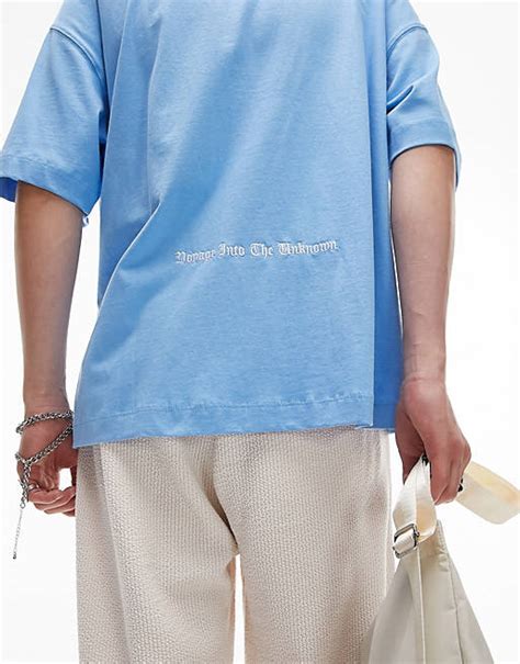 Topman Extreem Oversized T Shirt Met Existence Borduursels Op De Voor En Achterkant In