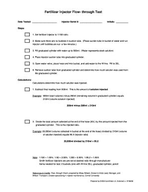 Fillable Online Oeh Cals Cornell Fertilizer Injector Flow Through Test